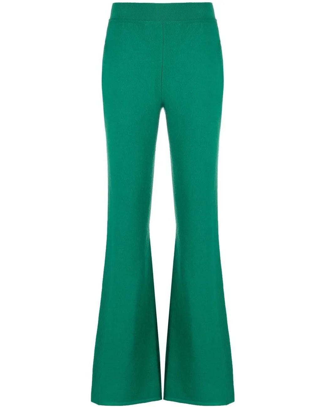 Alberta Ferretti Green Flared Fine-Knit Trousers