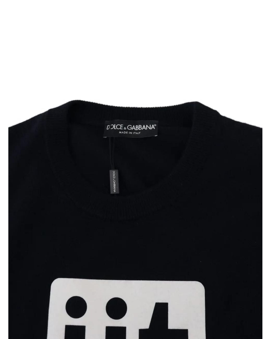 Dolce & Gabbana Blue Logo-Print Crew-Neck Sweater