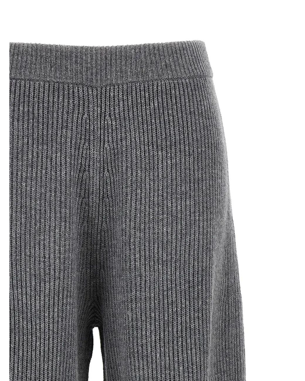 Sportmax Gray Ribbed Straight Trousers