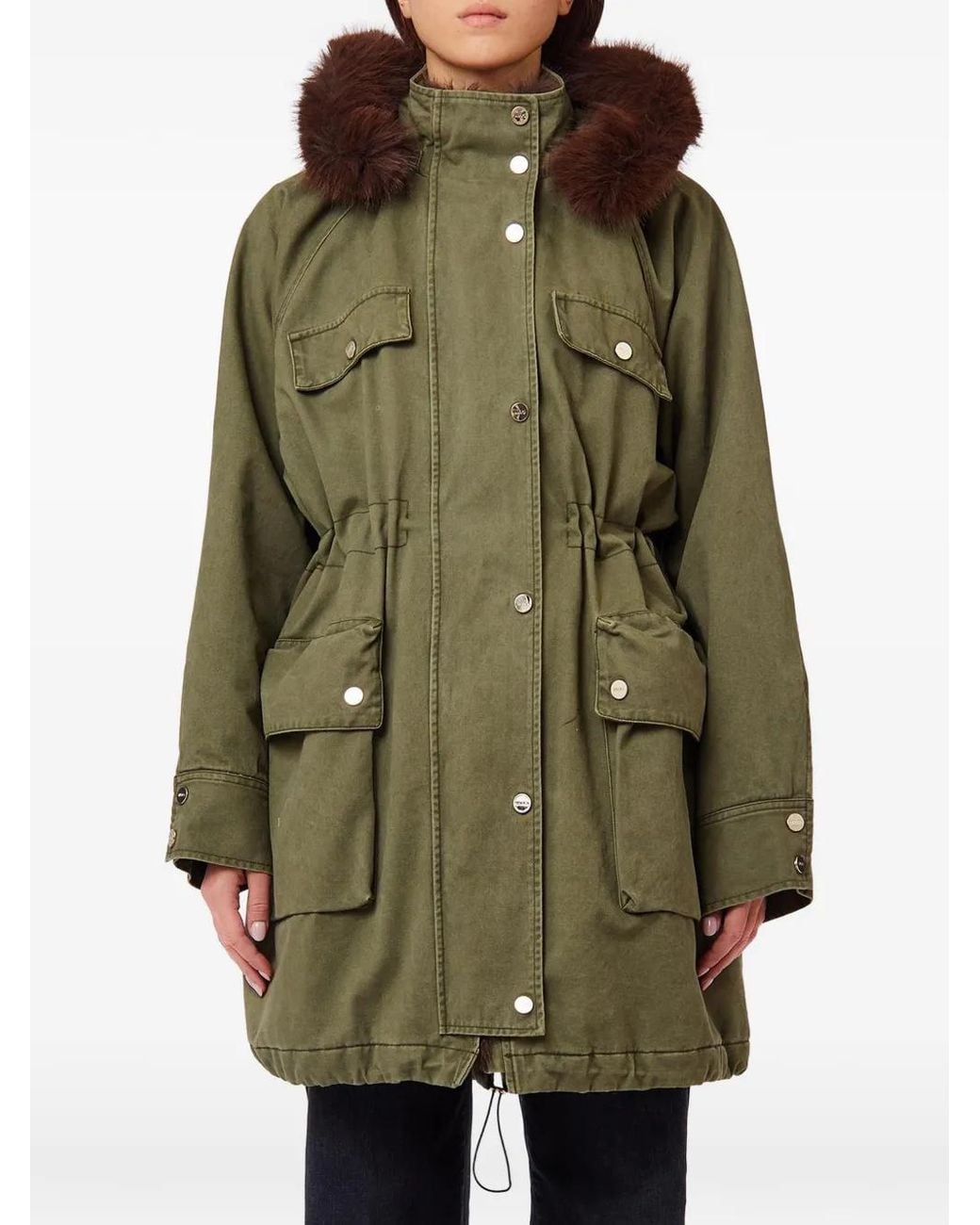 Liu Jo Green Faux-Fur Trim Parka