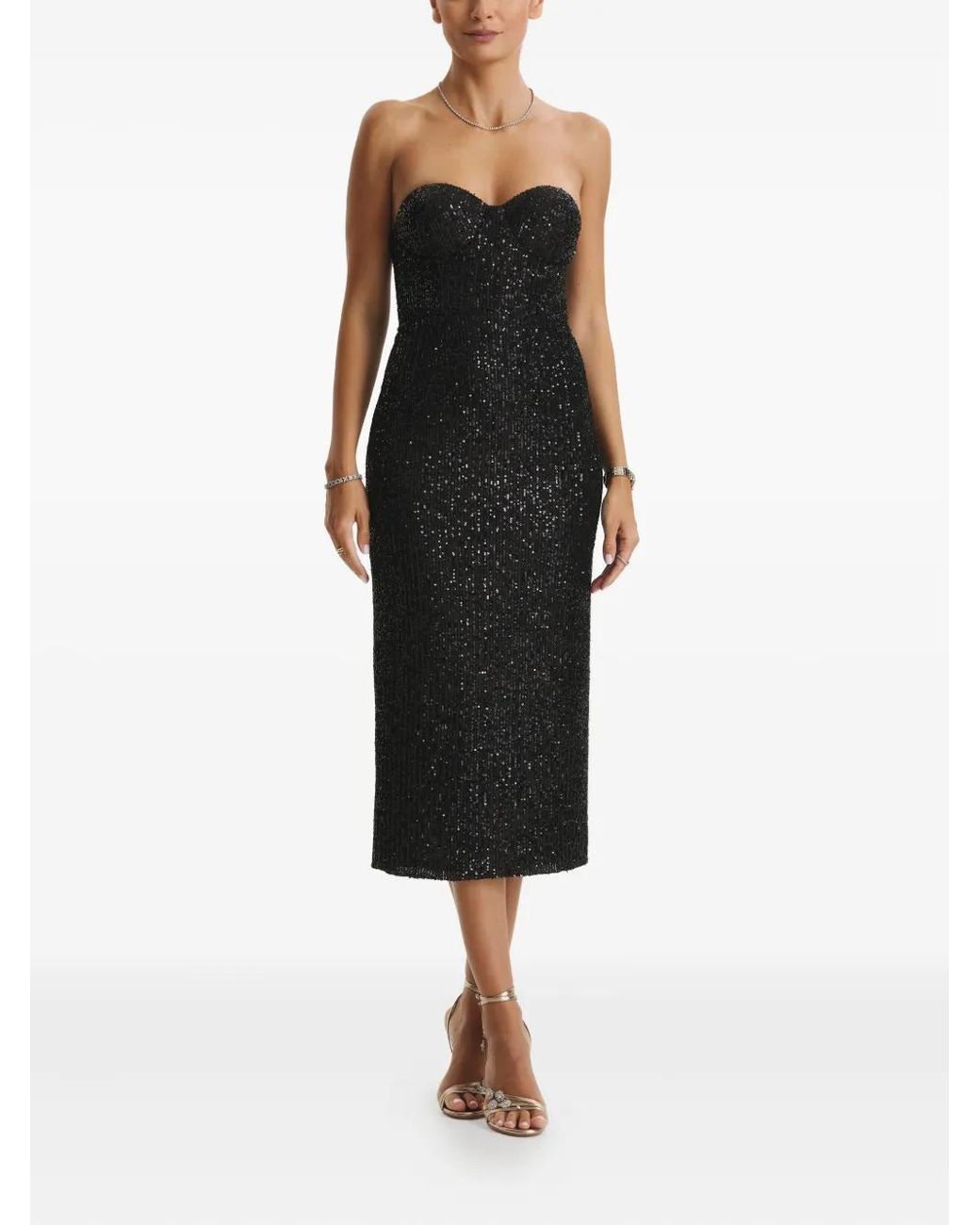 CuAnna Black Karlie Sequin-Embellishment Midi Dress