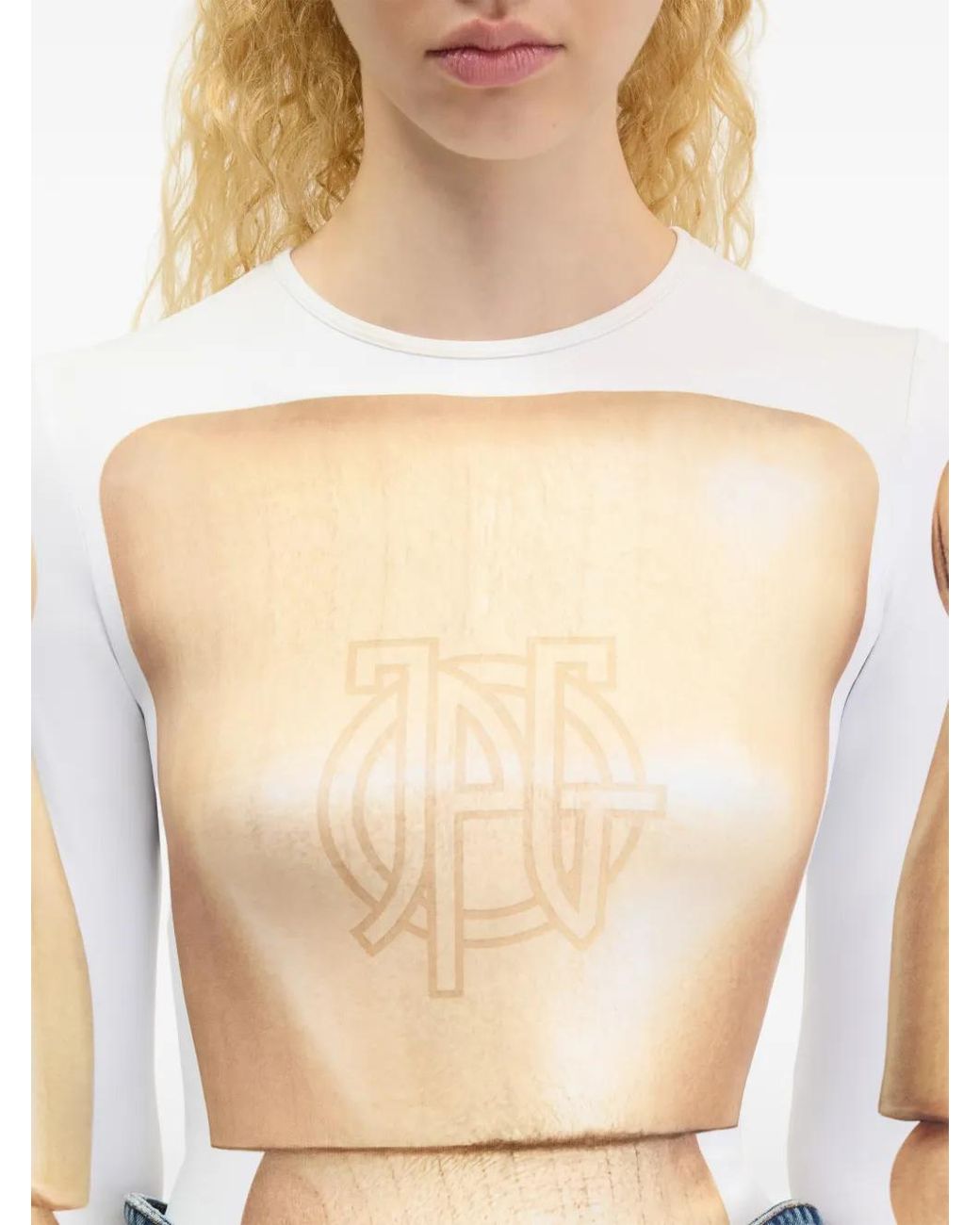 Jean Paul Gaultier White The Wooden Body Top