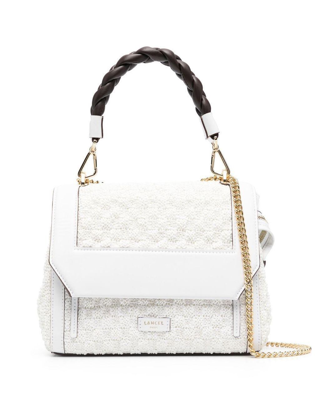 Lancel Nino Knitted Crossbody Bag in White | Lyst