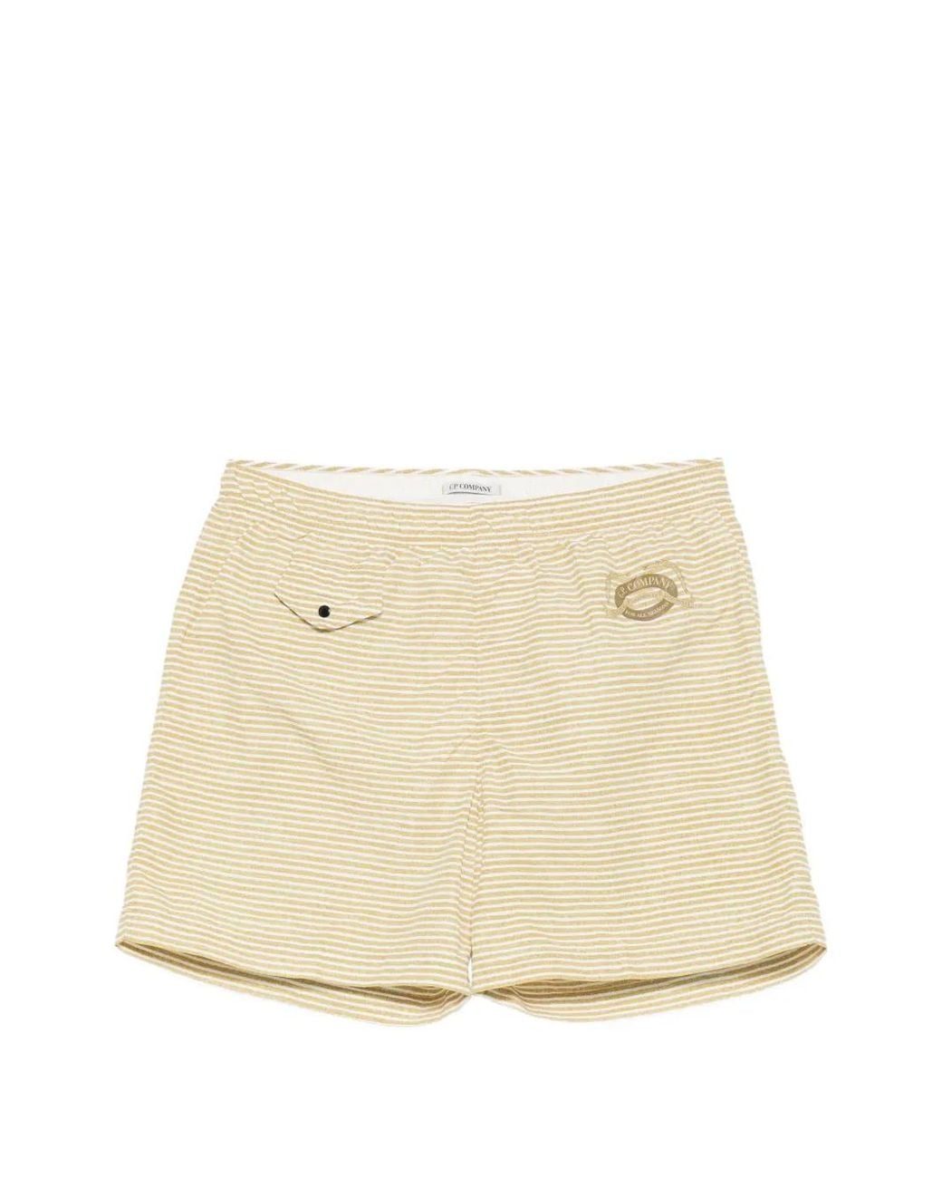 C P Company Natural Flatt Nylon Printed Swim Shorts for men