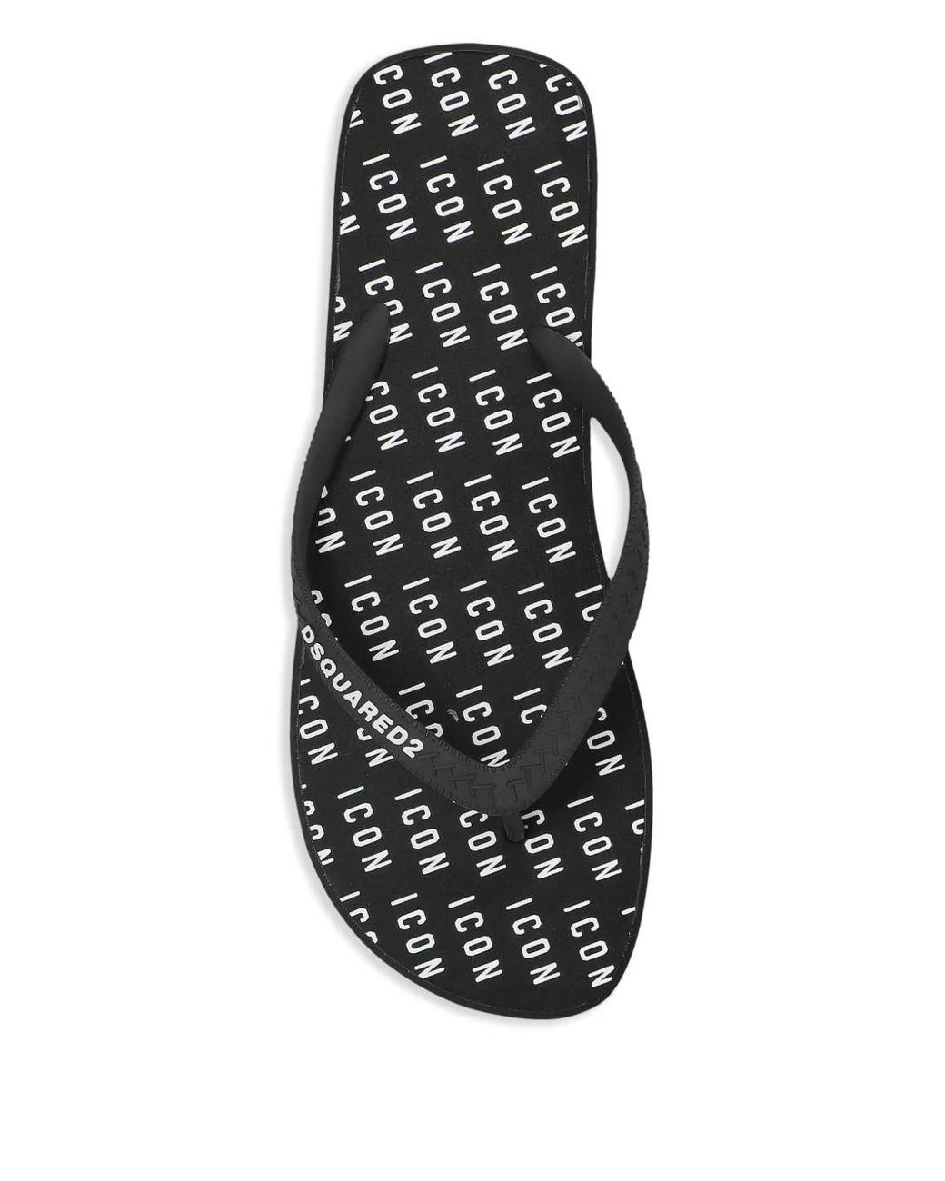 DSquared² Black Icon Flip Flops for men