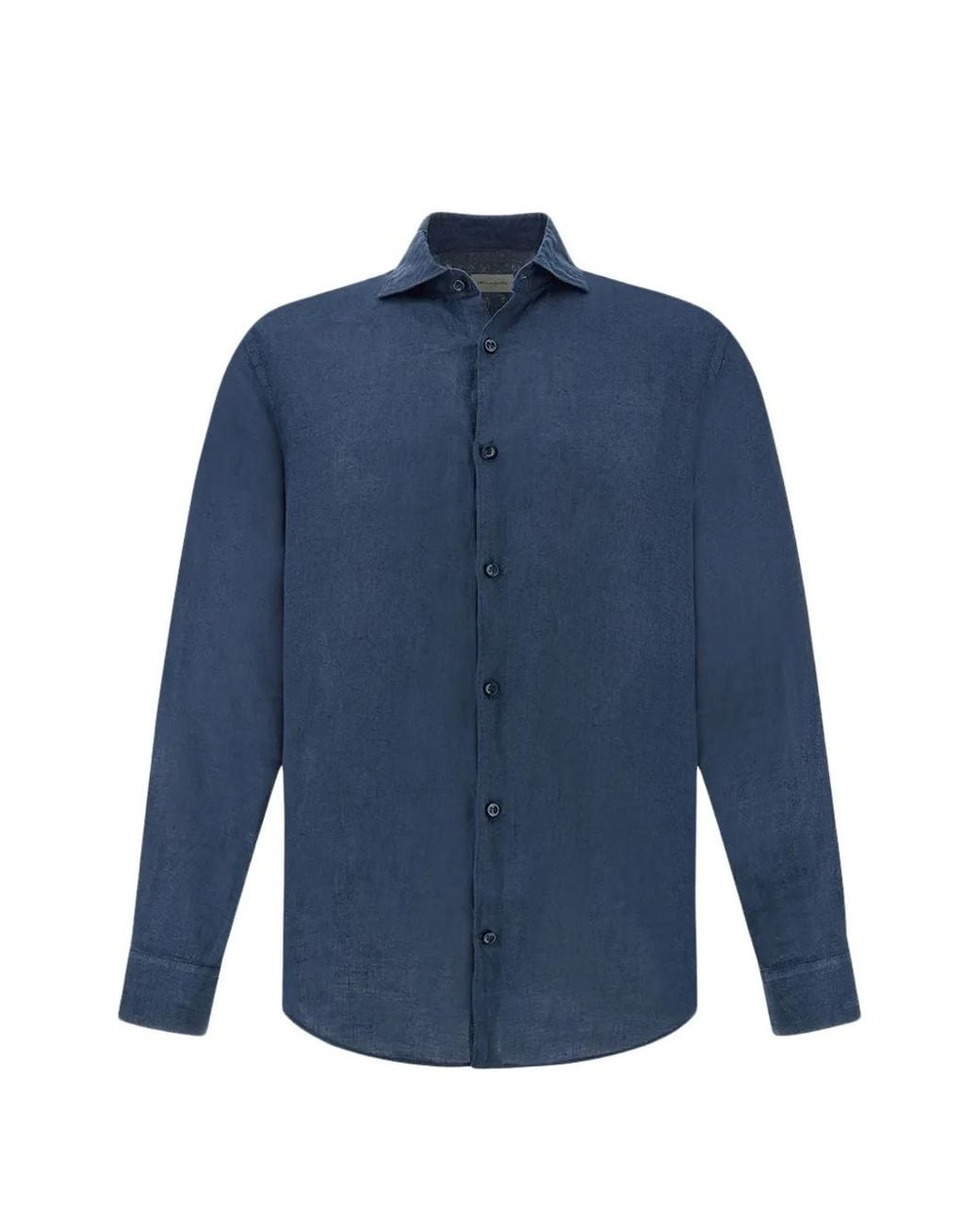 Paul & Shark Blue Garment-Dyed Linen Shirt for men
