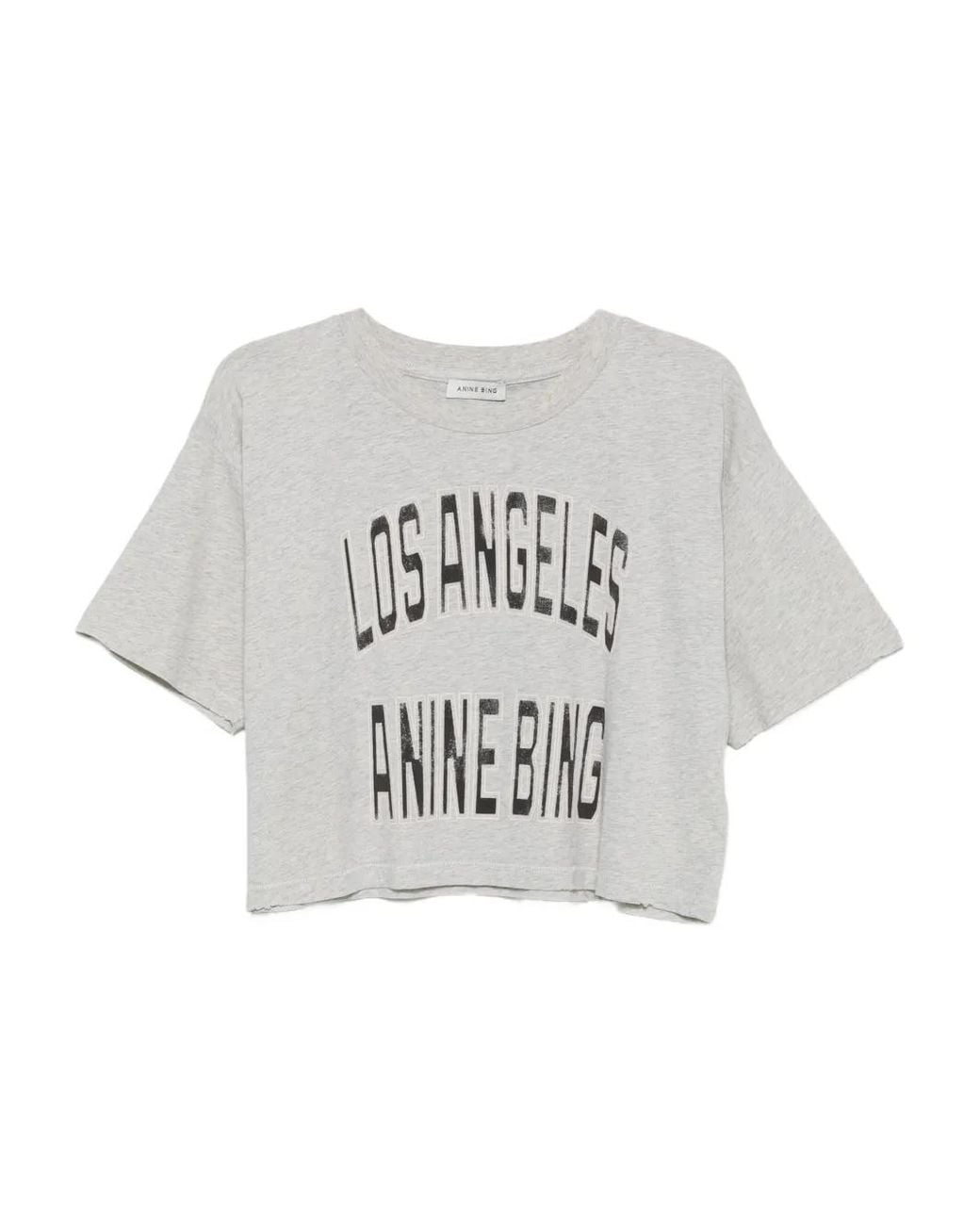 Anine Bing Gray Johnny Cropped Tee