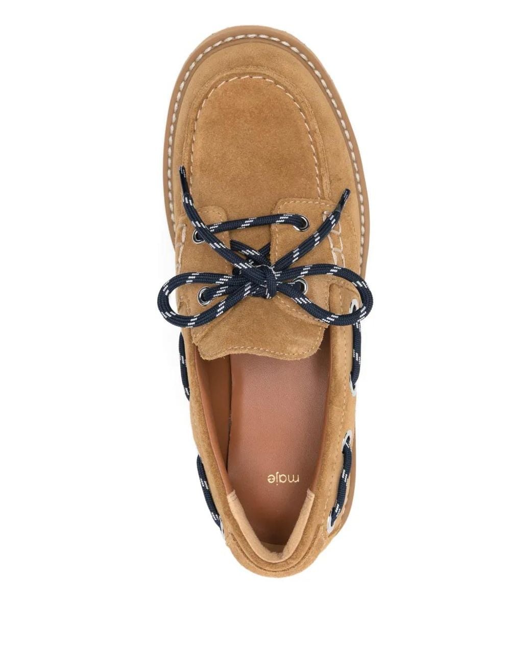 Maje Brown Suede Platform Boat Shoes