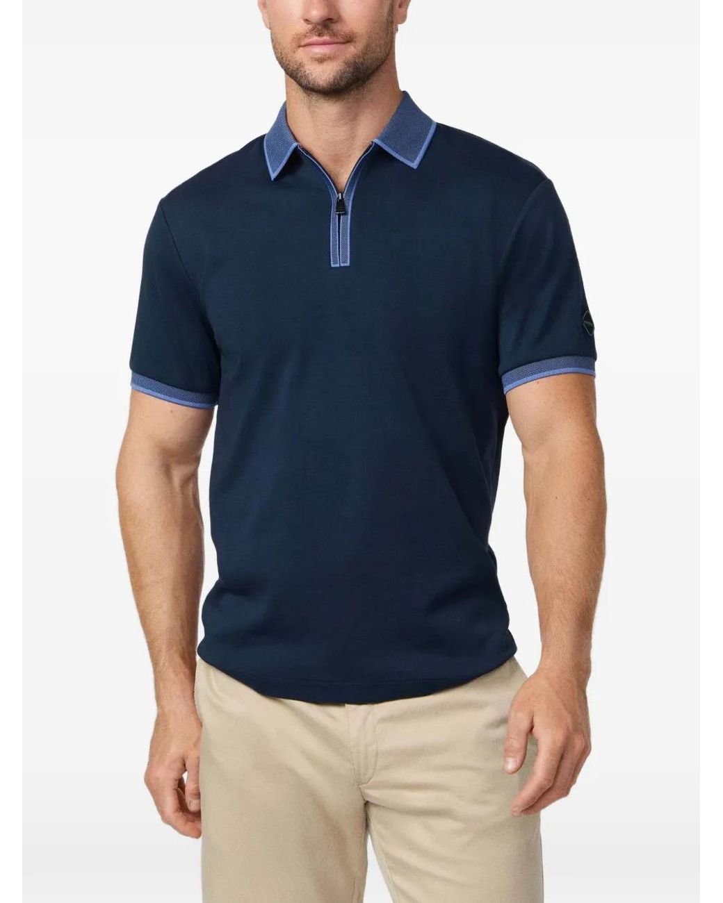 Hackett Poloshirt Met Rits in het Blue voor heren