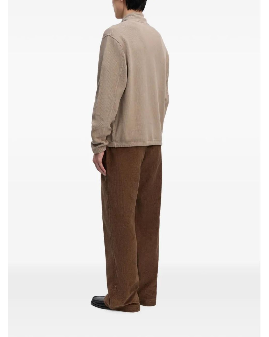 Another Aspect Natural Ribbed-Knit Zip-Up Sweatshirt for men