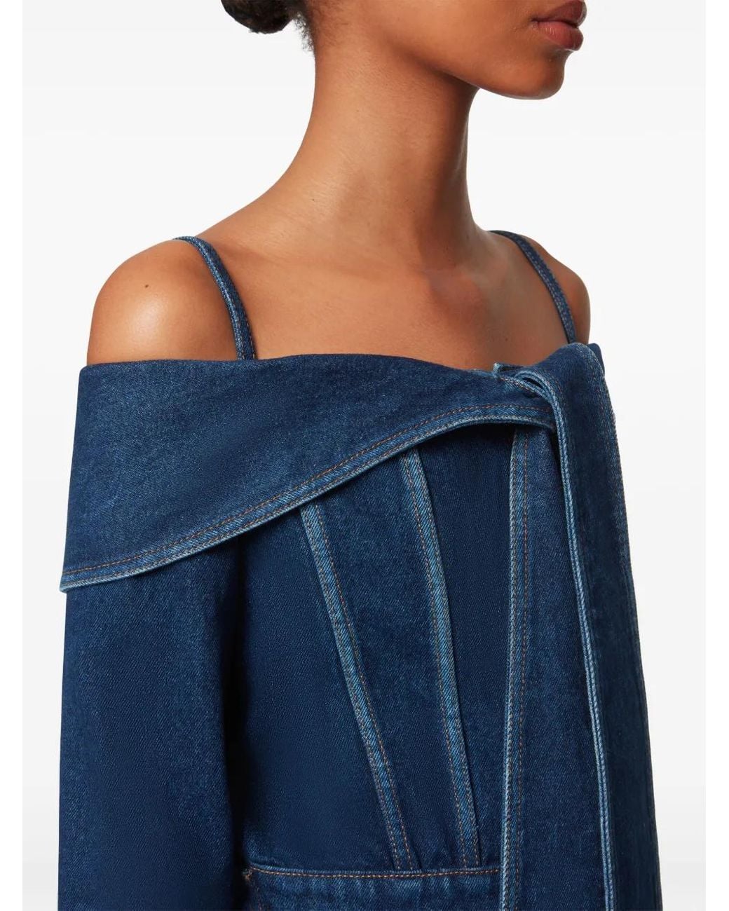 Nina Ricci Blue Off-Shoulder Denim Jacket