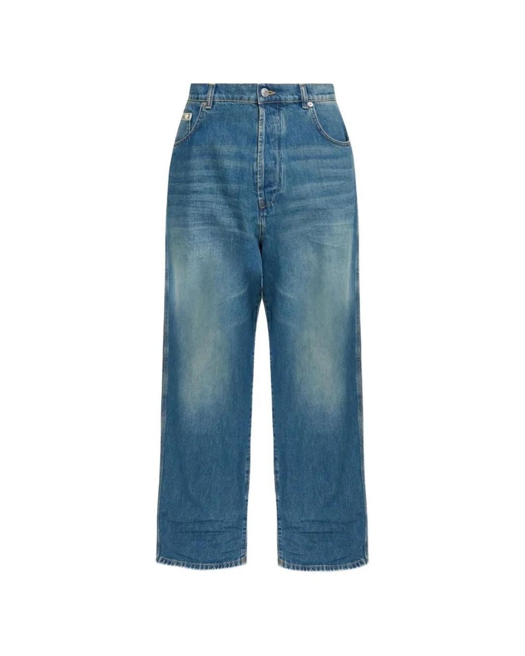Moschino Blue Faded Straight-Leg Jeans for men