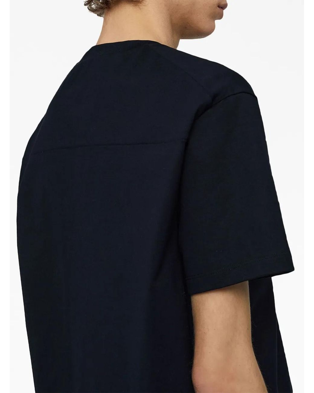 Jil Sander Blue Logo-Plaque Cotton T-Shirt for men