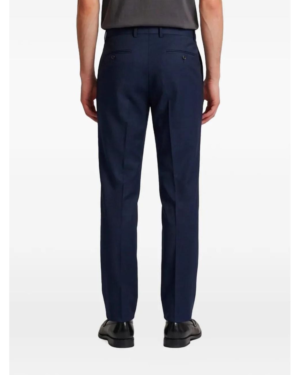 PT Torino Blue Michael Herringbone-Pattern Trousers for men