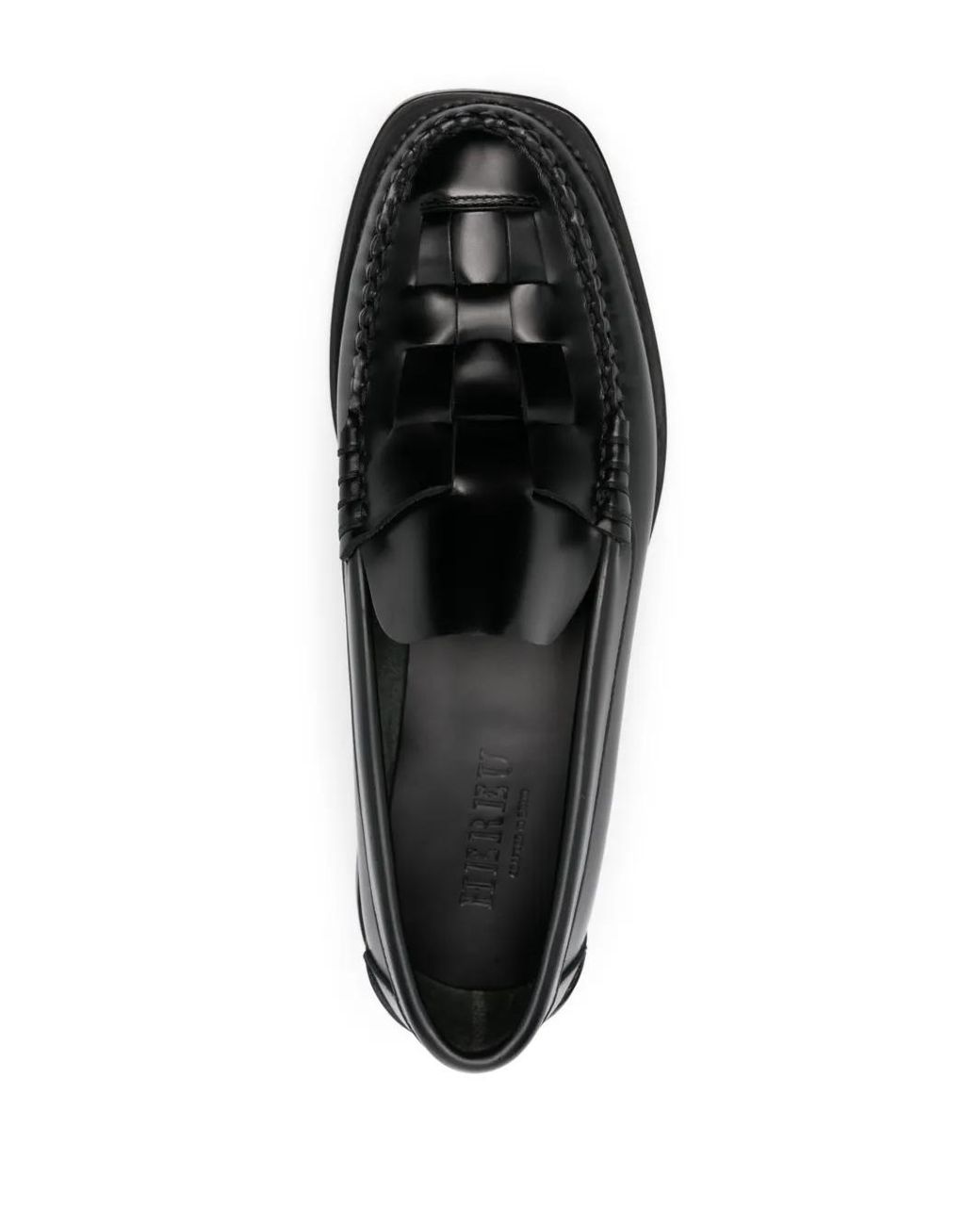 Hereu Black Nombela Interwoven Leather Loafers for men