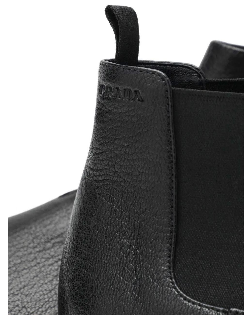 Prada Black Leather Chelsea Boots for men