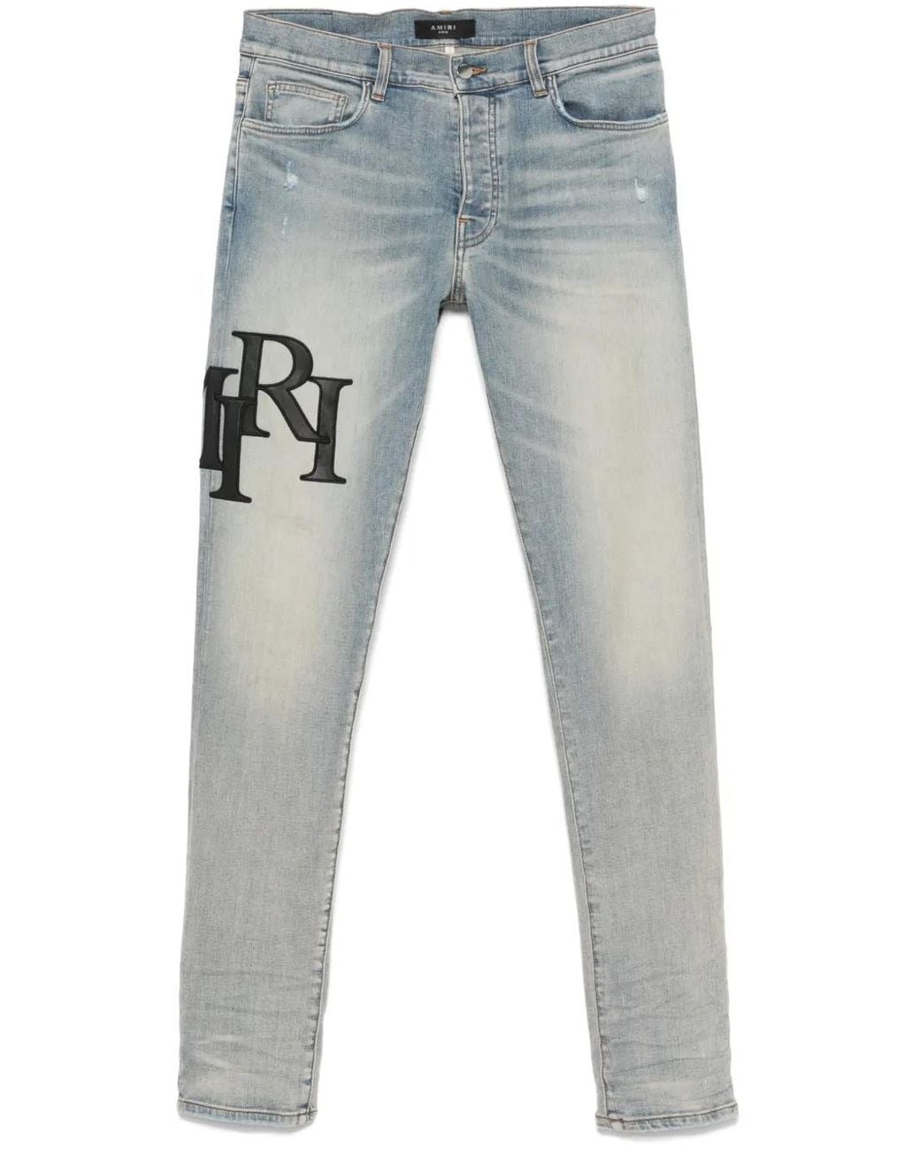 Amiri Blue Skinny Jeans With Offset Logo for men