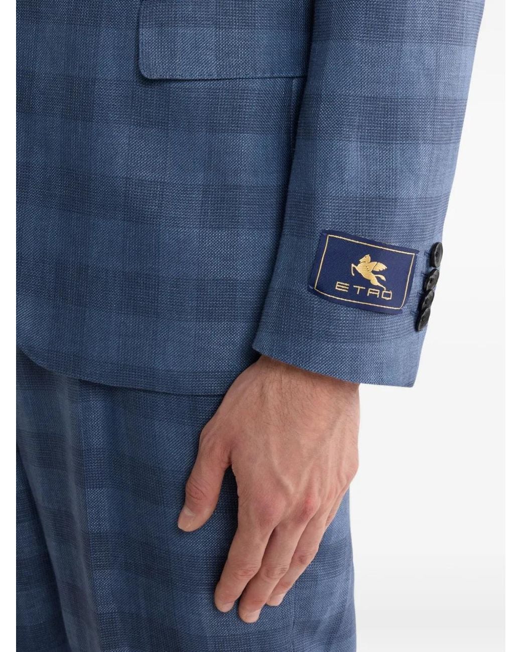Etro Blue Blazer À Carreaux for men