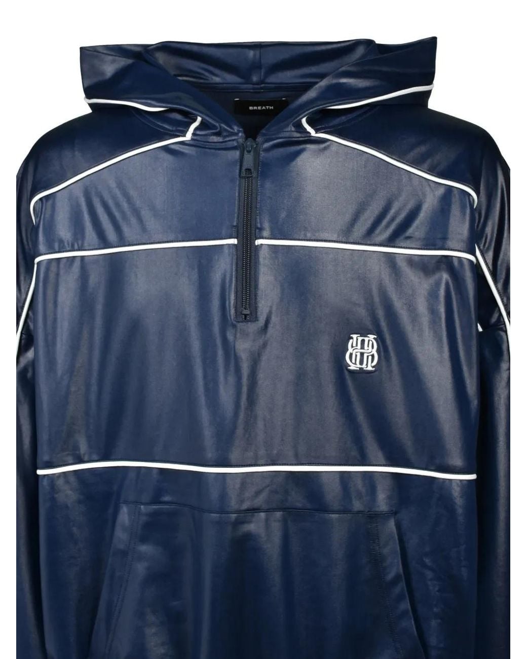 BREATH Blue Piping-Detail Half-Zip Hoodie for men