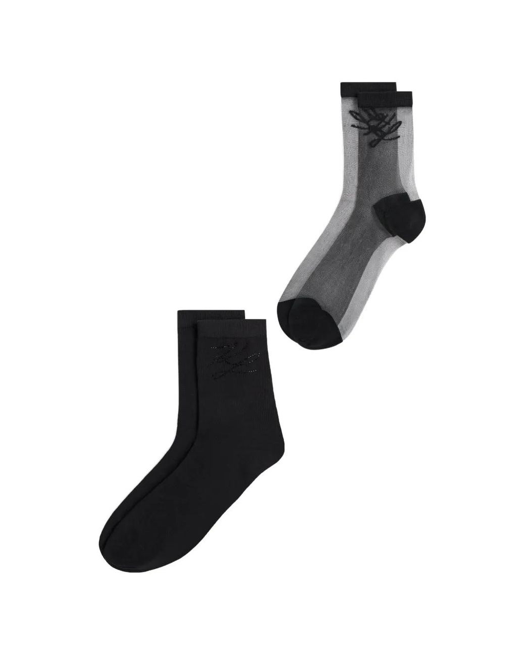 Karl Lagerfeld Black Autograph Mesh And Rhinestone Socks (Pack Of Two)