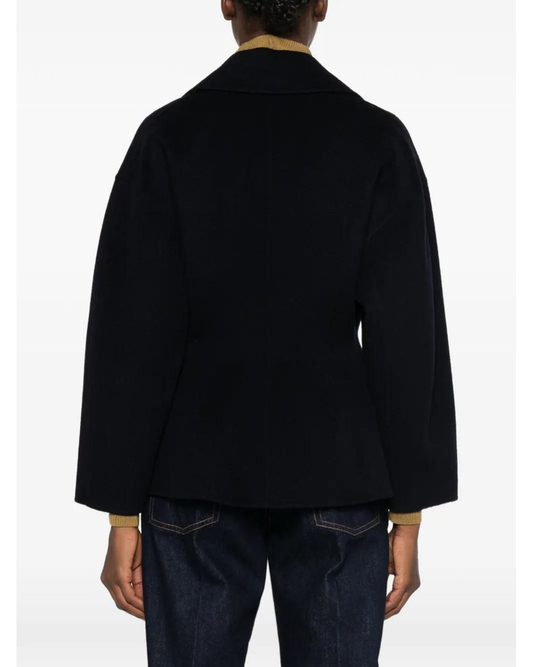 Maje Black Fitted Double-Faced Coat
