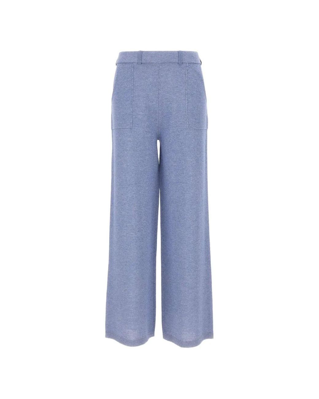 Kangra Blue Ribbed-Knit Palazzo Pants