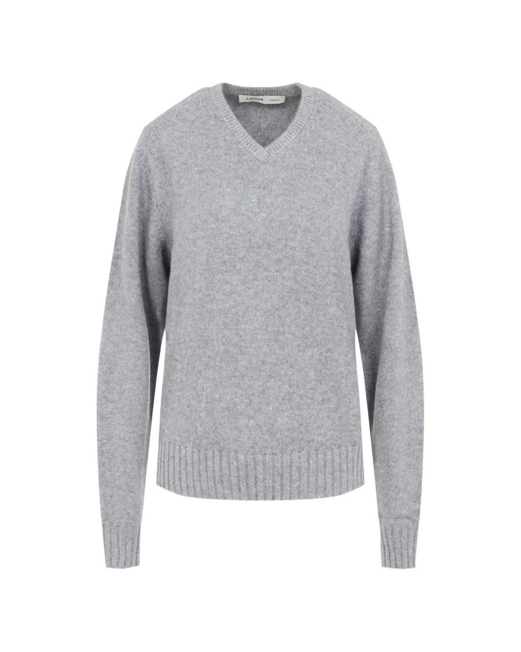 Carven Gray Mélange-Effect V-Neck Sweater