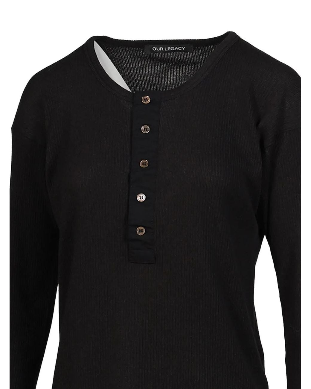 Our Legacy Black Gentle Henley T-Shirt for men