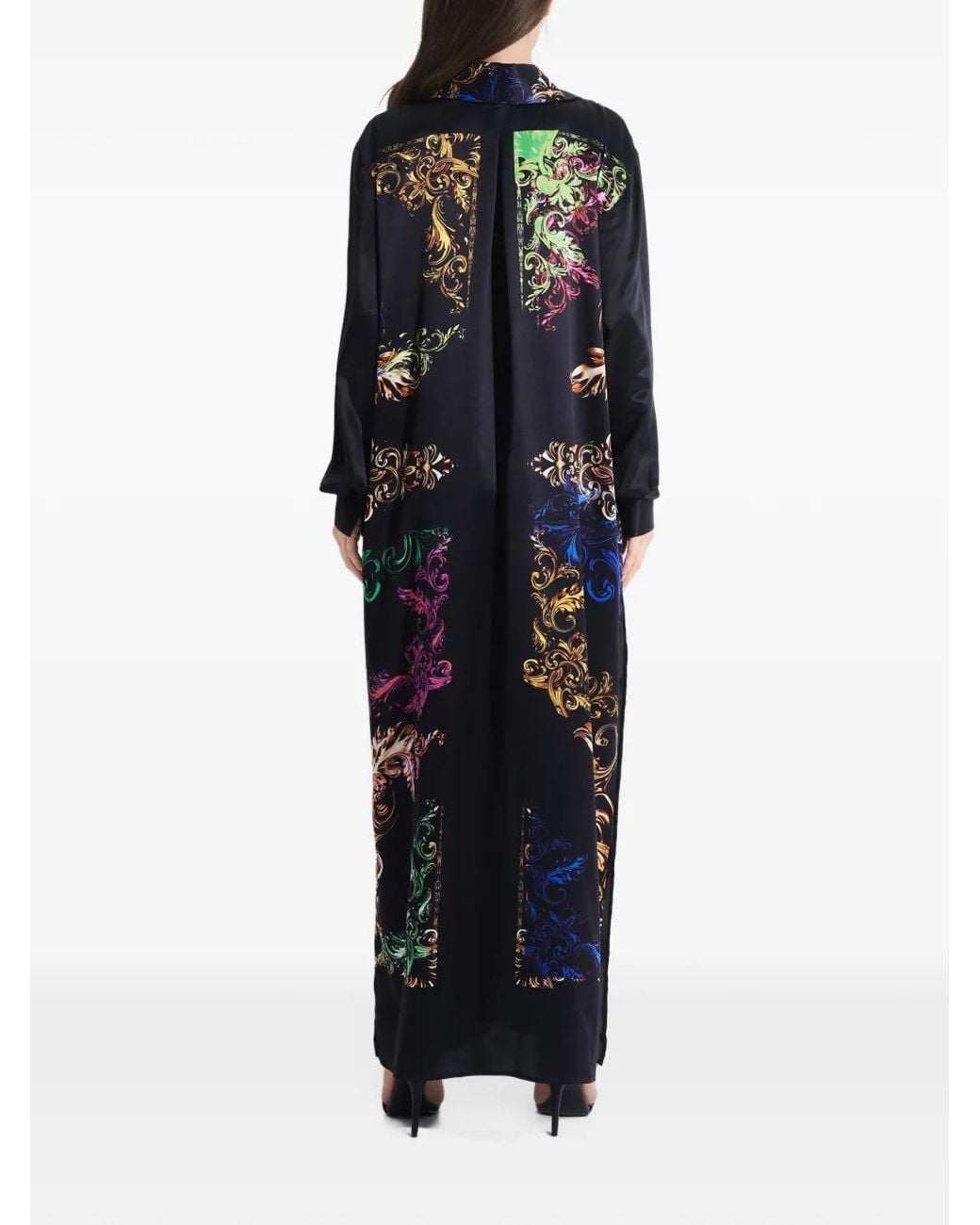 Tessitura Body Couture Black Baroque-Print Silk Shirt