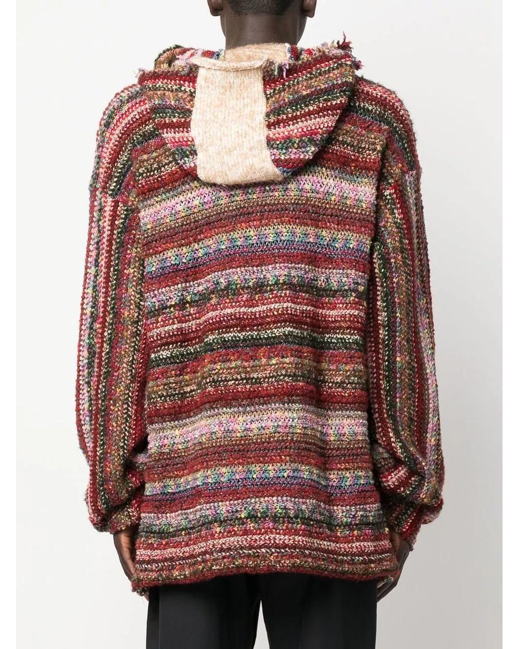 VITELLI Red Striped Recycled Wool Hoodie for men