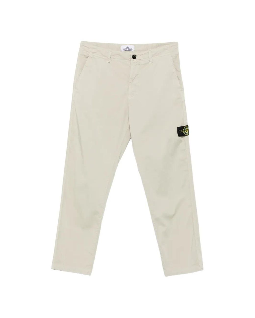 Stone Island White 3100012 Stretch Organic Cotton Satin Pants for men