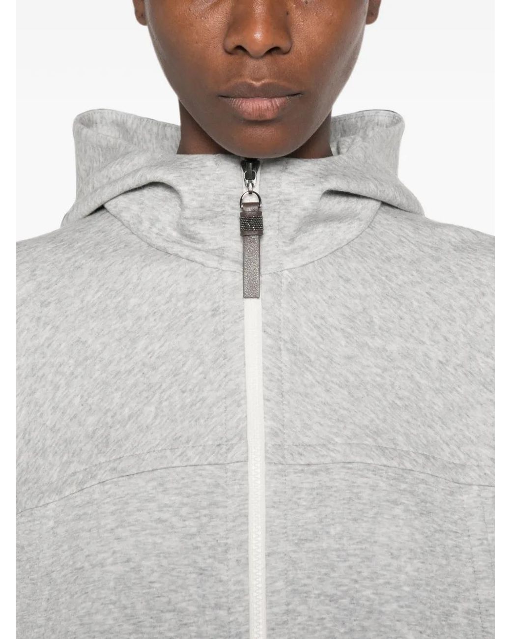 Brunello Cucinelli White Cotton Blend Hoodie