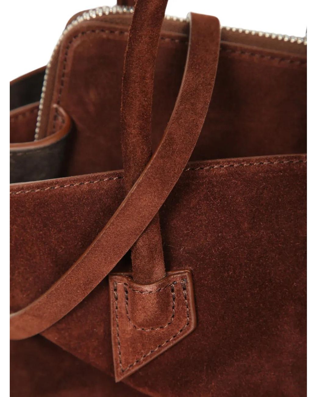 The Attico Brown Mini La Passeggiata Suede Handbag
