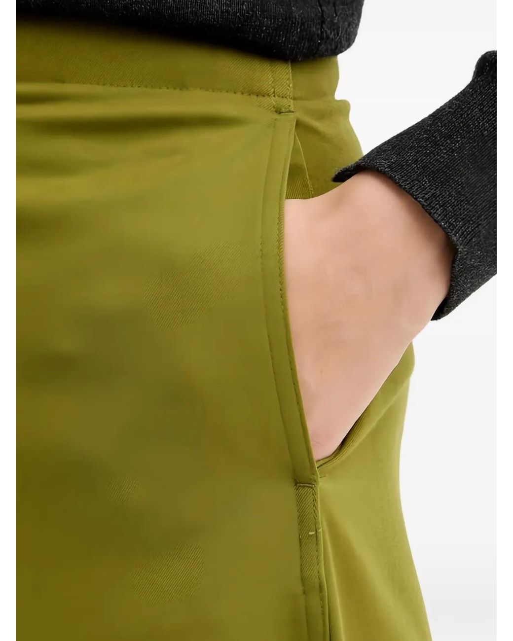Benetton Green Slit-Pocket Crop Flared Trousers