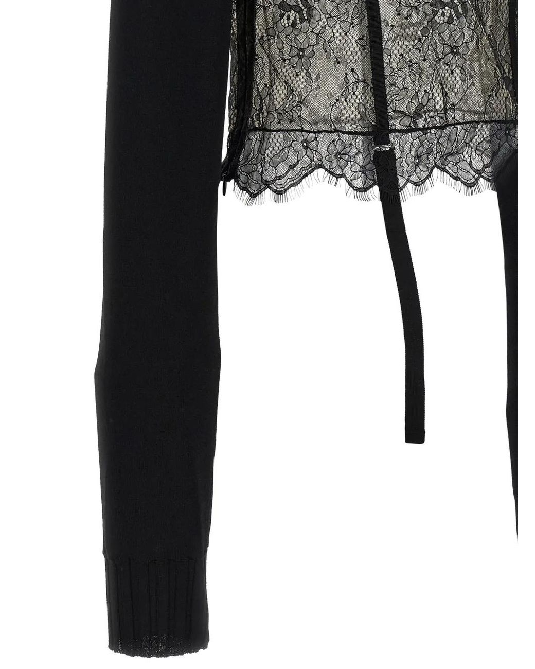 GIUSEPPE DI MORABITO Black Pull En Dentelle À Manches Longues