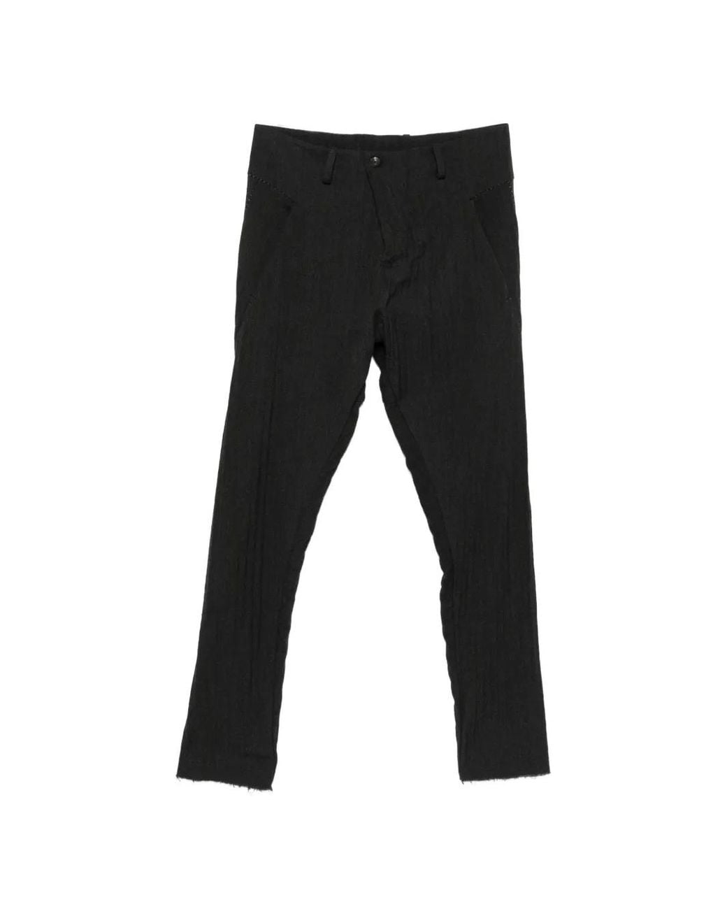 Masnada Black Herringbone-Pattern Belt-Loop Trousers for men