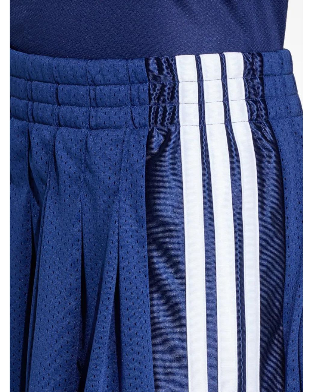 Adidas Blue Pleated Mesh-Knit Mini Skirt