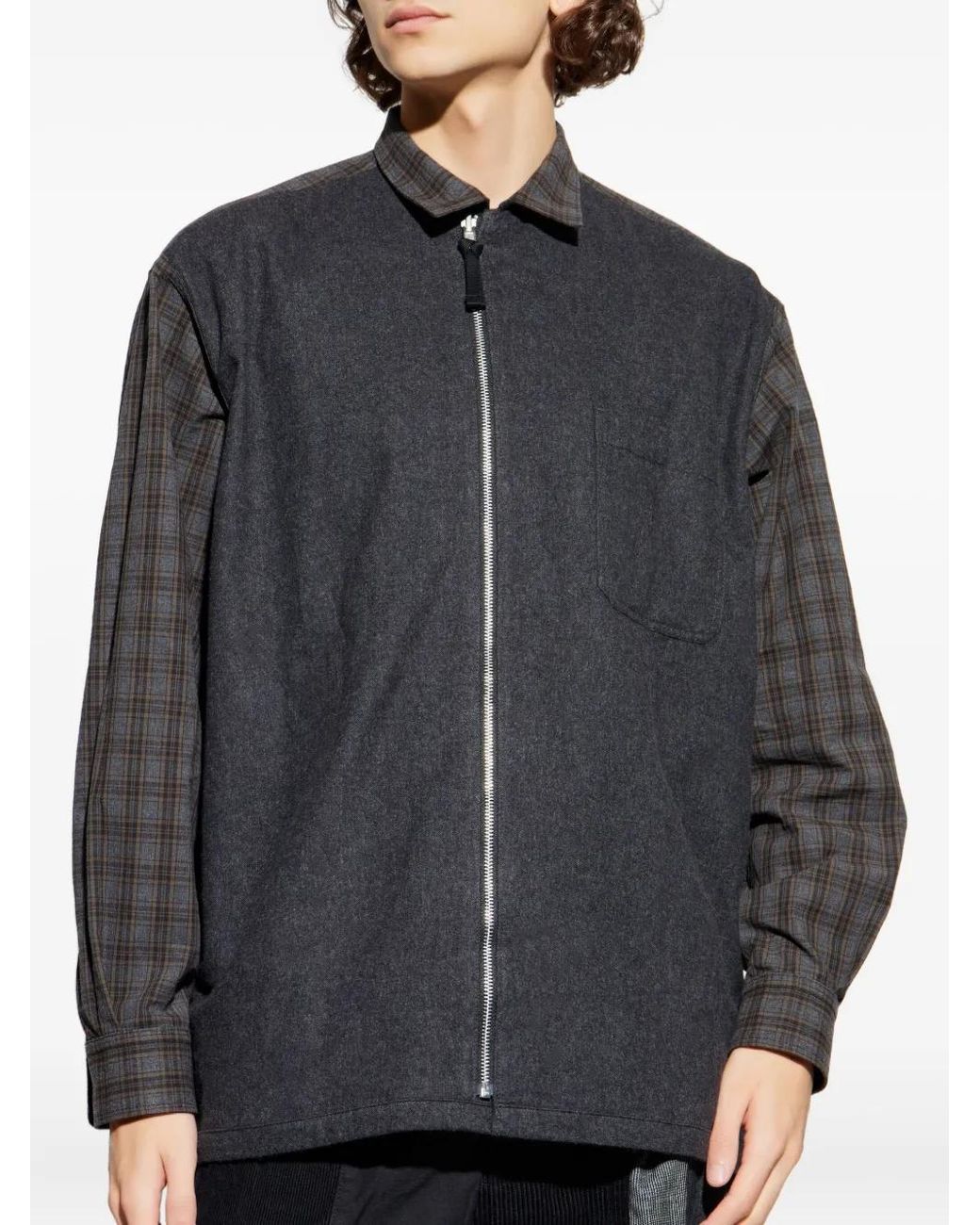 Comme des Garçons Gray Plaid-Pattern Shirt for men
