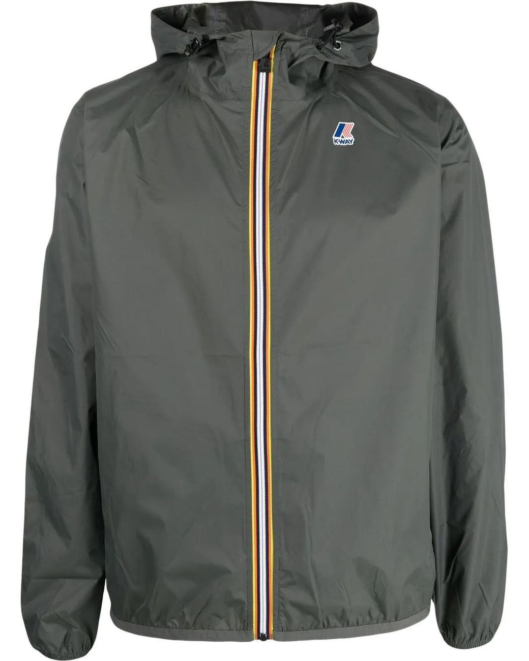 K-Way Gray Logo-Print Hooded Jacket for men