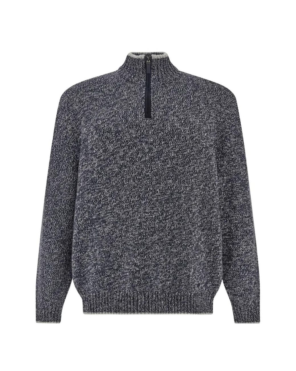 Paul & Shark Gray Half-Zip Marl-Knit Sweater for men