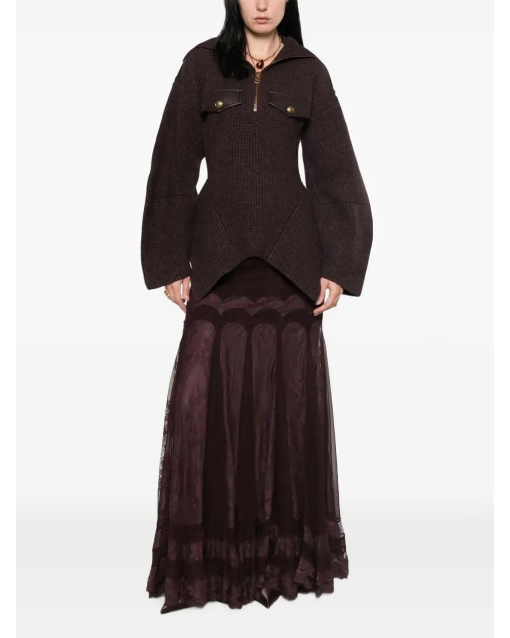 Zimmermann Brown Valiant Panelled Maxi Skirt