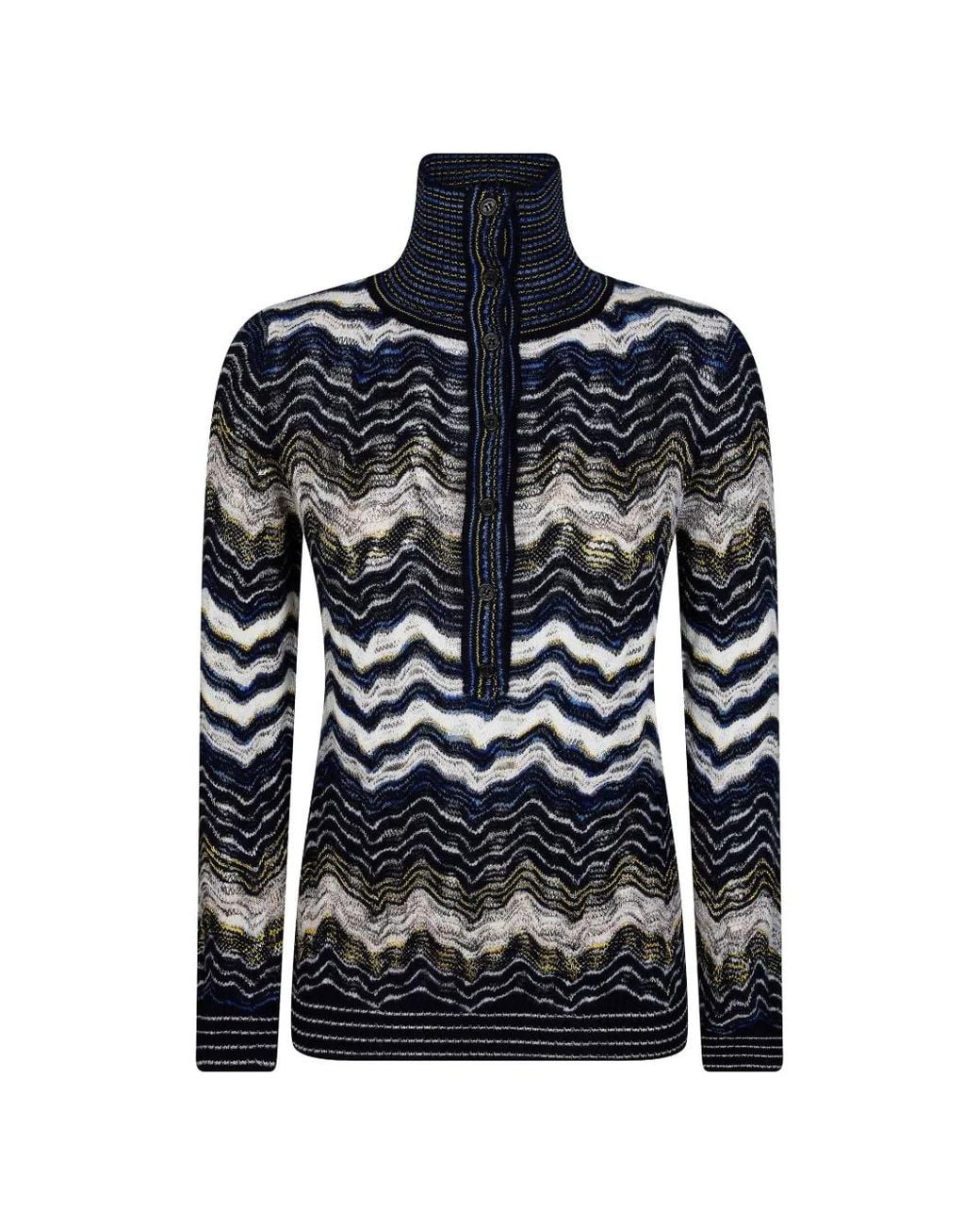 Missoni Blue Zig-Zag Knit Sweater