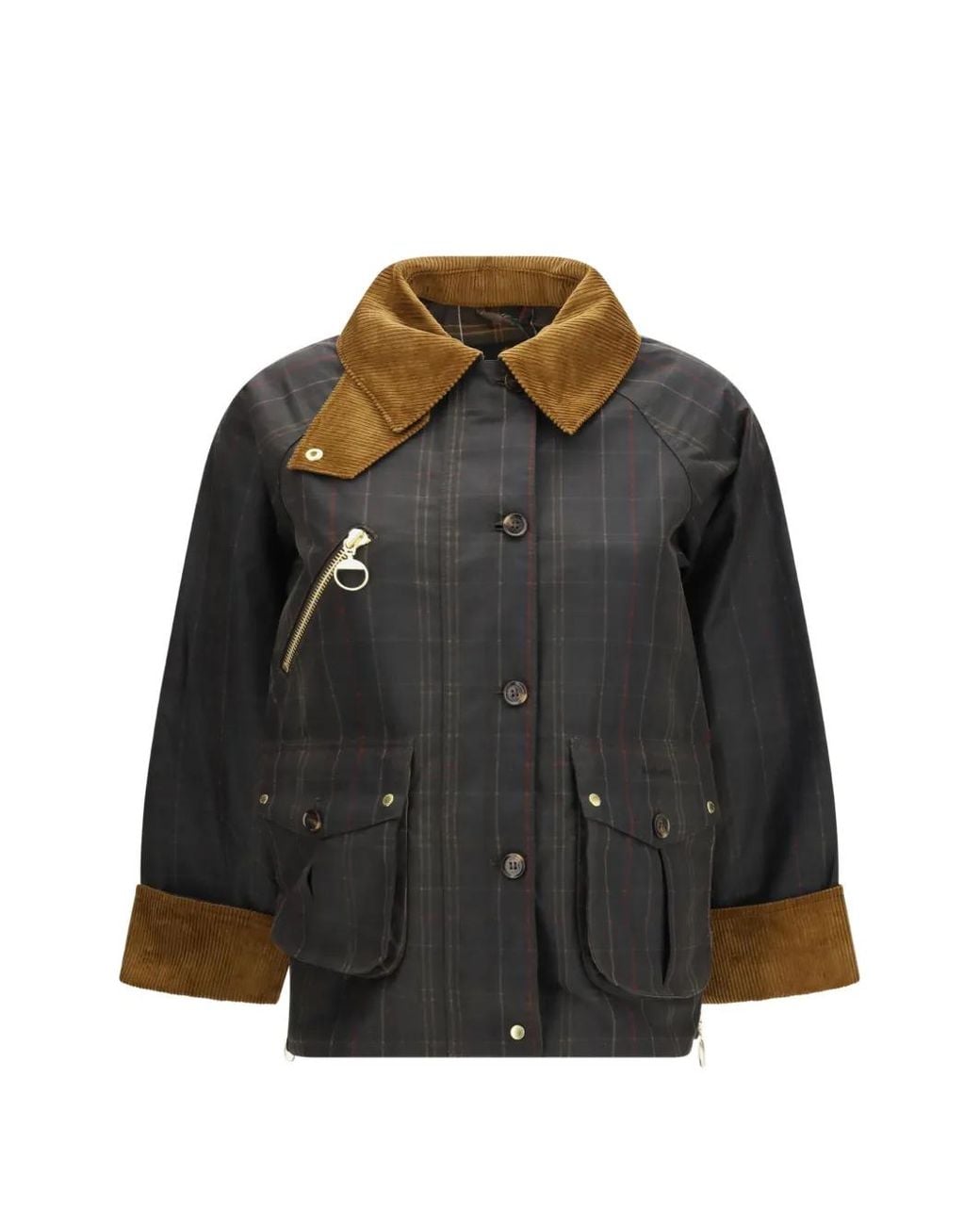 Barbour Marena Geruit Gewaxt Jack in het Black