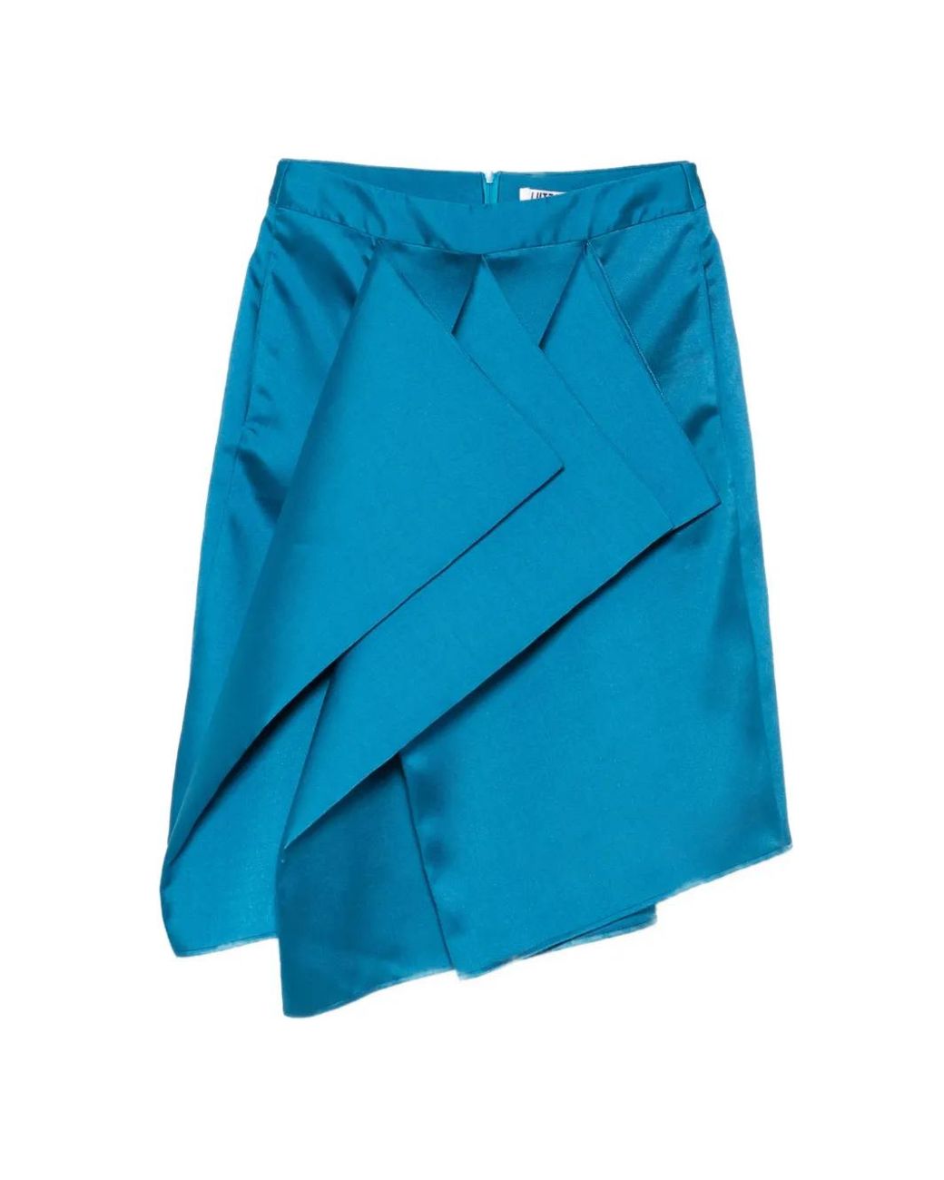 Lutz Huelle Blue Fleuron Draped Midi Skirt