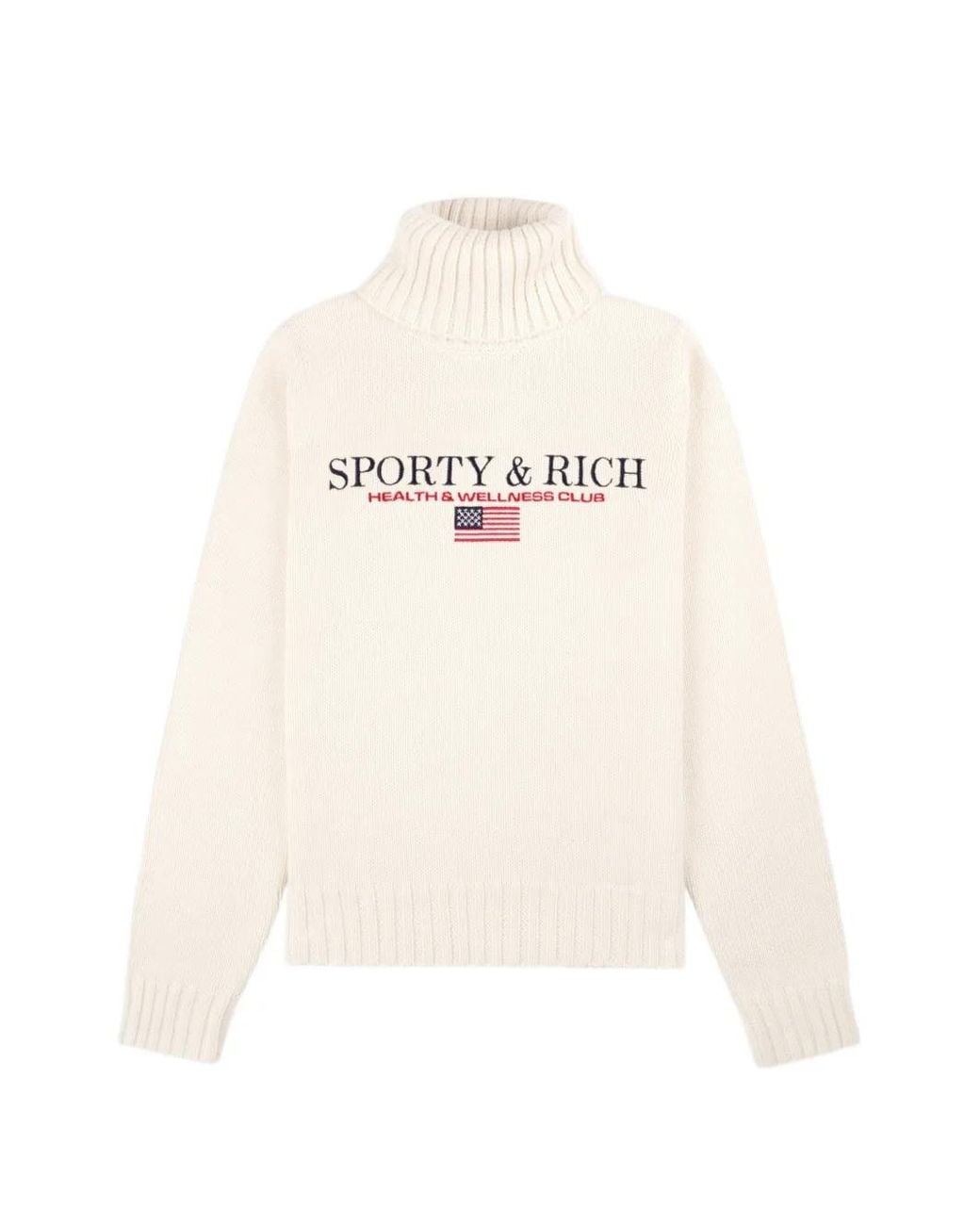 Sporty & Rich White Roll Neck Flag Jumper