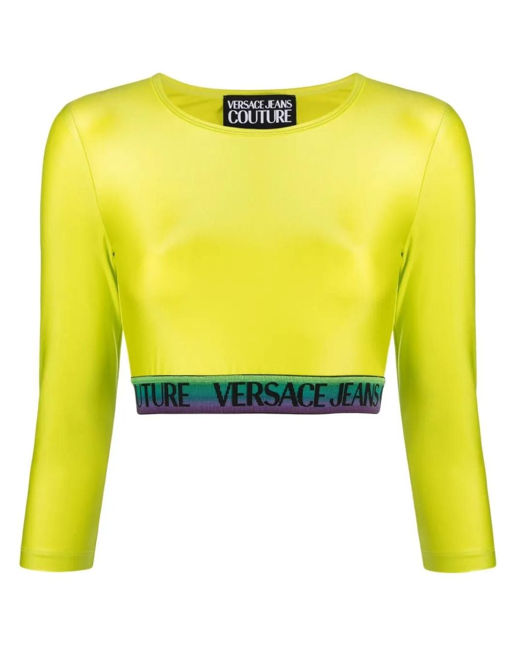 Versace Jeans Couture Yellow Logo-Trim Detail Top
