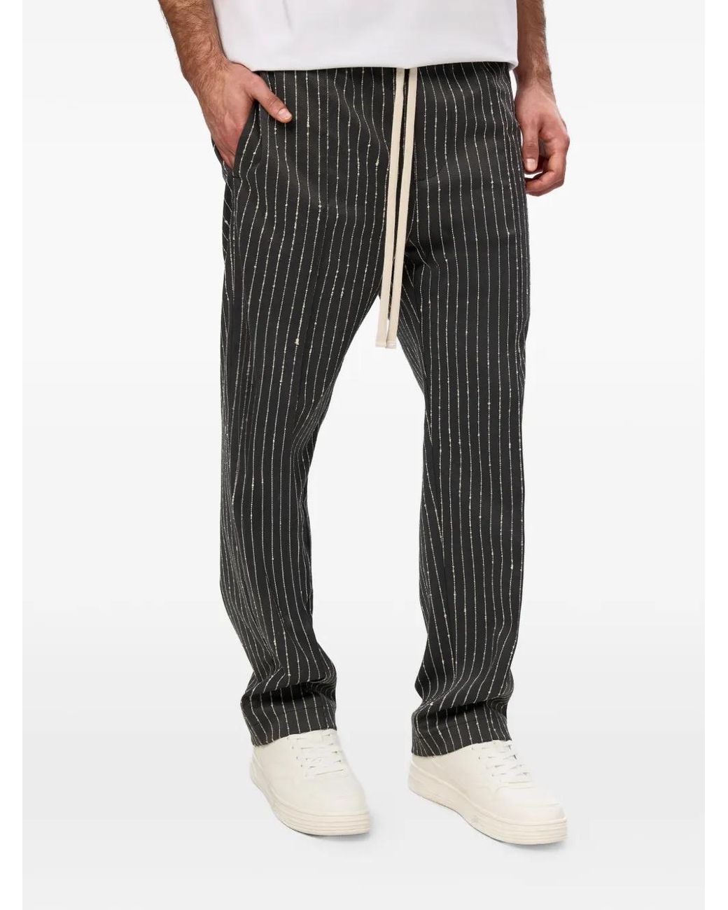 Hamza Black 247 Striped Trousers for men