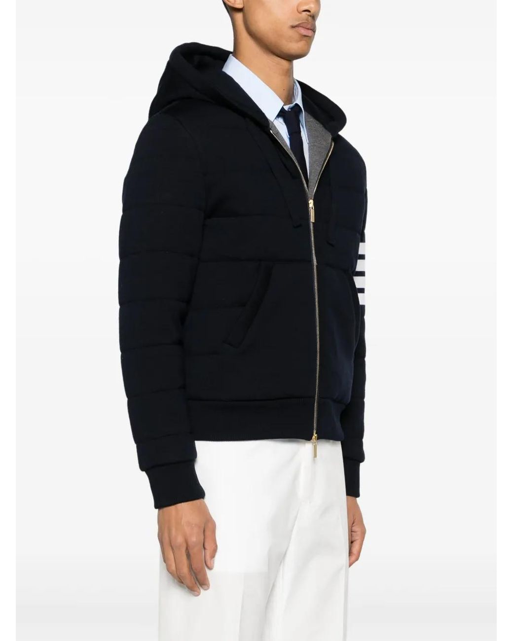 Thom Browne Blue Mini Quilted Wool Padded Jacket for men