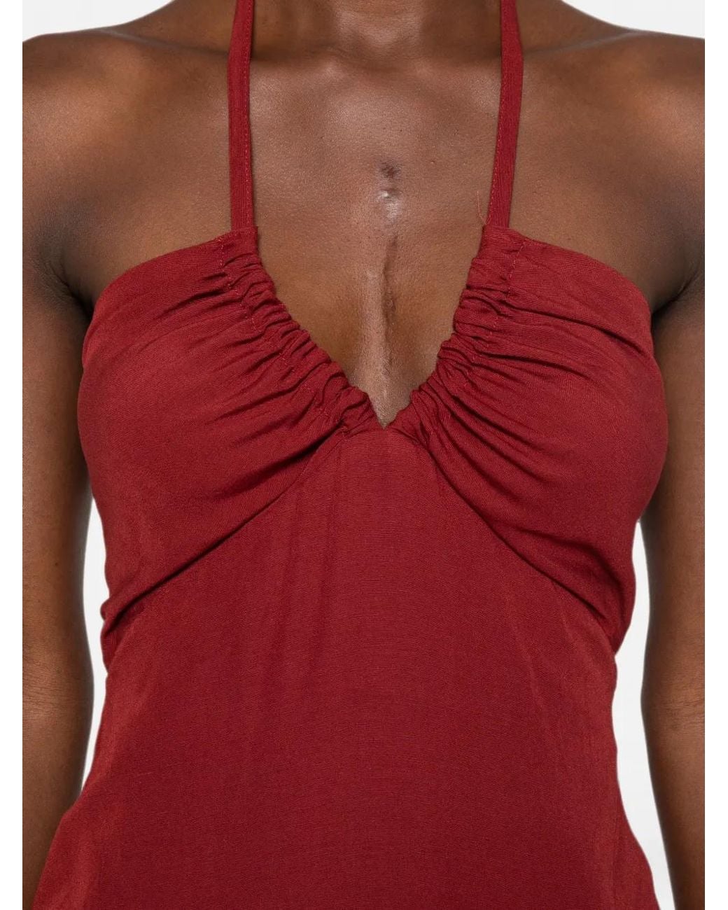 MOUTAKI Red Halterneck Maxi Dress
