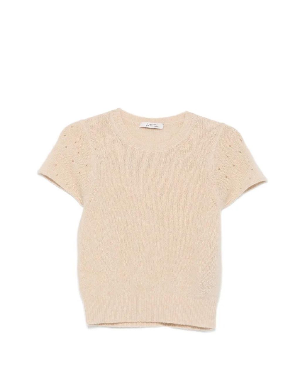 Dorothee Schumacher Natural Perforated-Detail Short-Sleeve Top